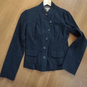 Elevenses Anthropologie charcoal gray asymmetrical button jacket - women's size